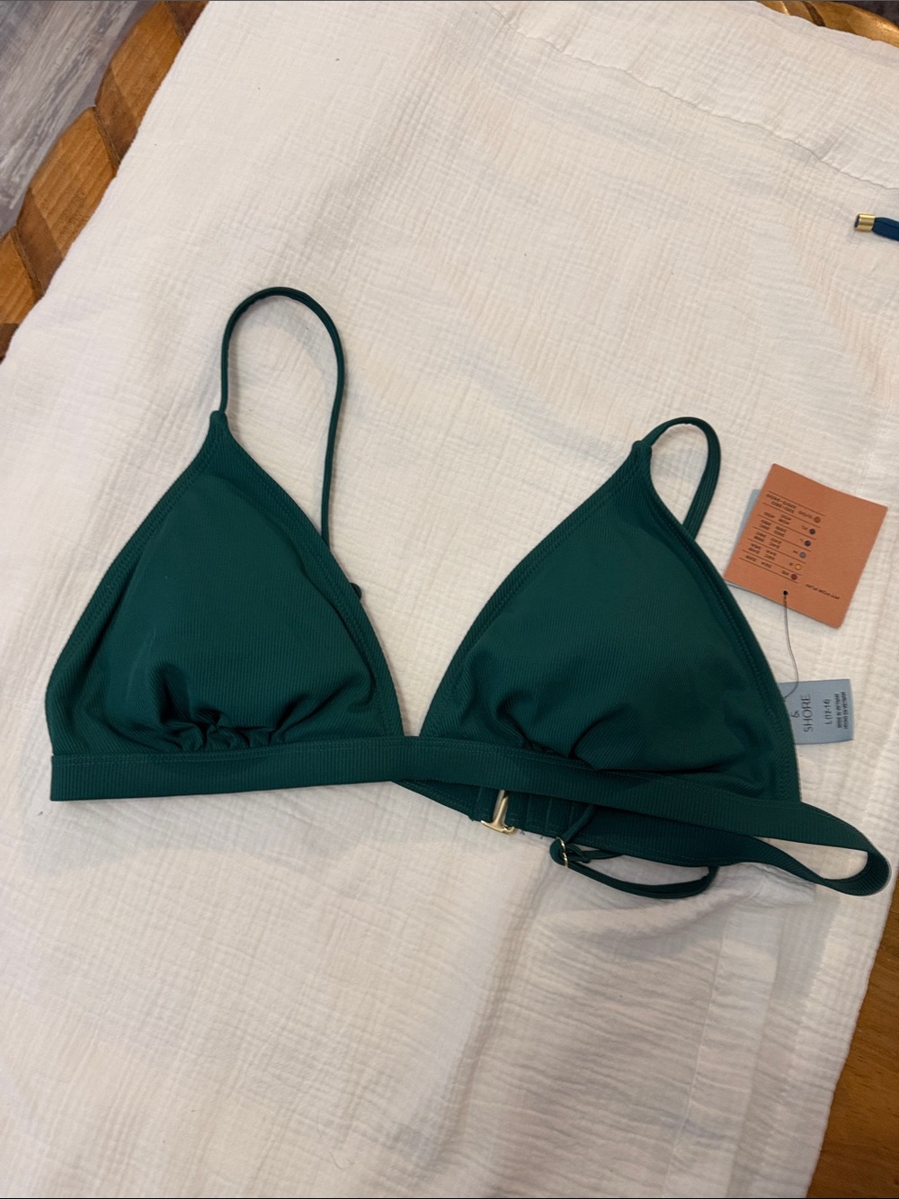 a new day Deep Green Ribbed Triangle Bikini Top